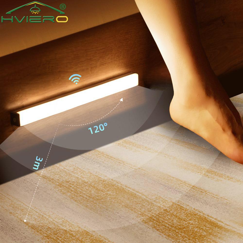 6/10 ledede pir bevægelsessensor lys skab garderobeskab sengelampe under kabinet natlys smart lysopfattelse til skabstrapper