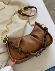 Folding Herfst En Winter Mode Ketting Messenger Bag Koreaanse Sweet Acryl Draagbare Schoudertas: brown