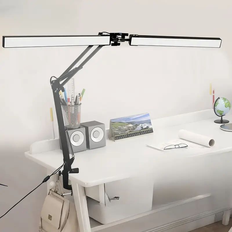 1pc lâmpada de mesa cabeça dupla com comprimento ajustável temperatura cor escritório quarto luz preenchimento luz da noite fonte alimentação usb