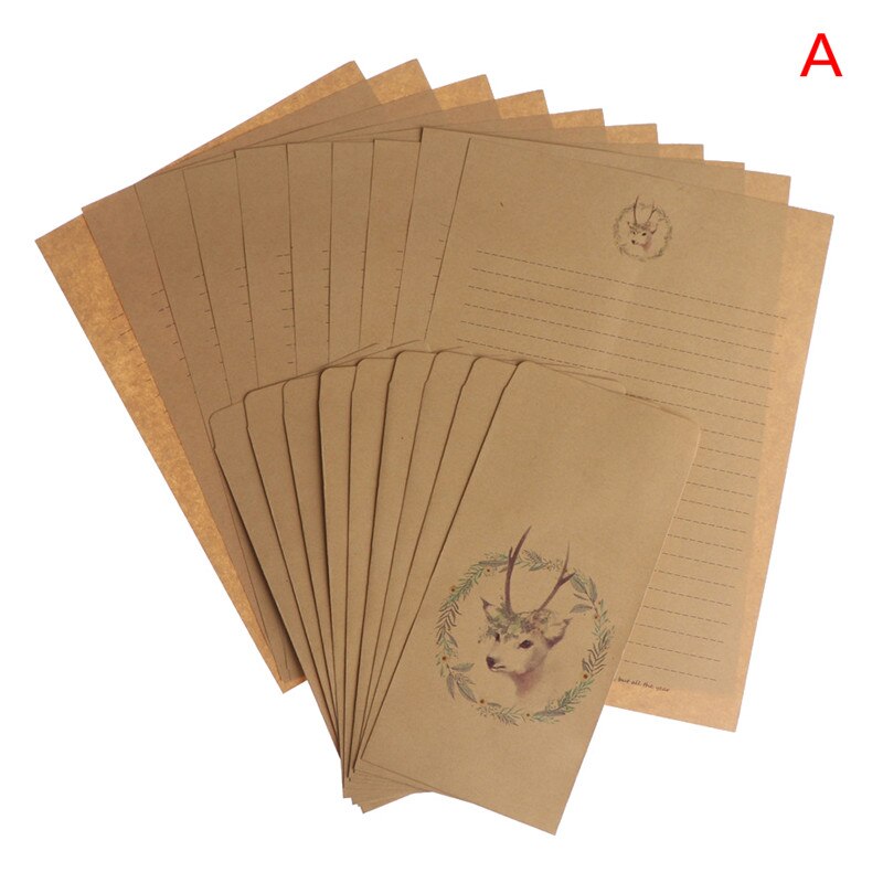 20pcs Forest Elk letter paper envelope set retro kraft letter Paper Envelope Set Christmas Envelope: Red