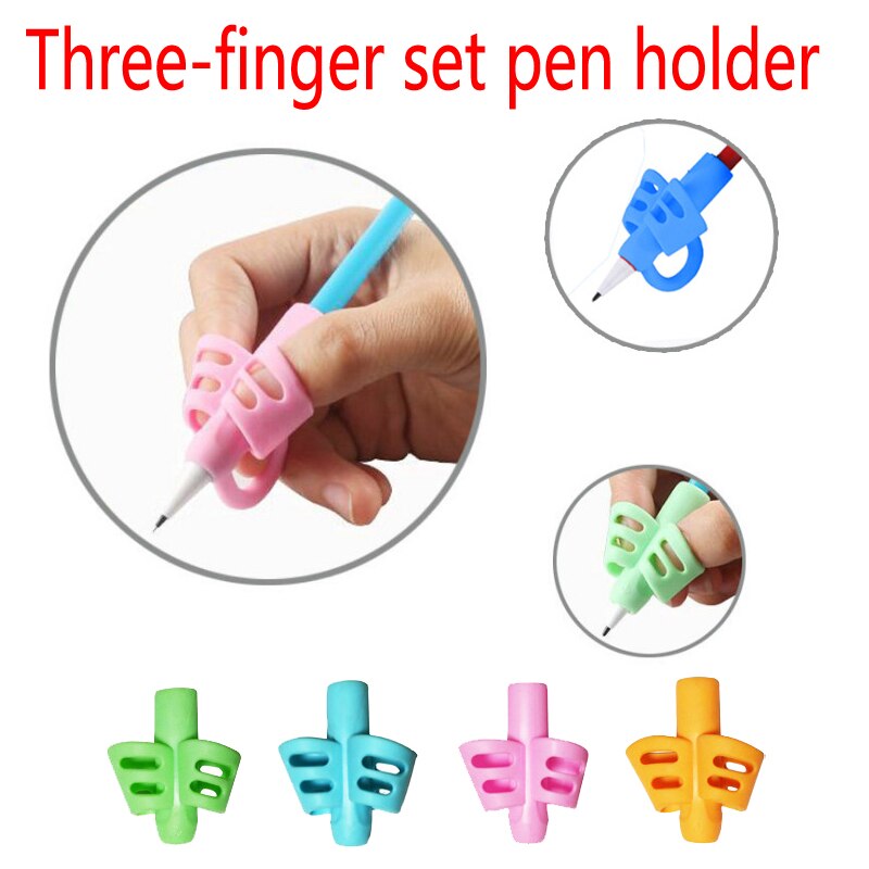 1 stk /3 stk baby læringsværktøj silikone skrive pen legetøj til børn skrivekorrektionsenhed papirvarer fingerholder
