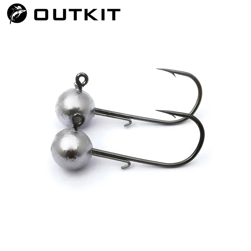 OUTKIT 5 pz NED Testa Maschere Gancio 2.5-14g Sfera Rotonda Jig Testa Gancio Weedless Gambo Lungo Ganci Secondari per La Pesca Alla Verme Morbido