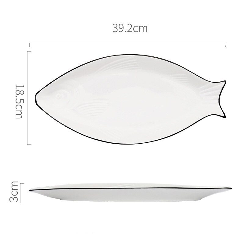 Płyta ceramiczna stek talerz styl skandynawski czarne obramowanie zastawa stołowa miska ins talerze obiadowe wysokiej klasy porcelanowa zastawa stołowa: 15.4 cal ryba Plate