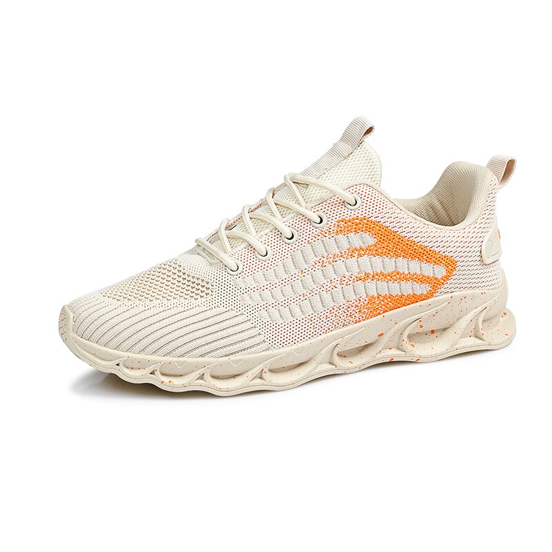 Sportssko mærke sko brede åndbare sneakers mænd sko letvægts sort mand walking fodtøj mænds fritidssko: Beige / 7