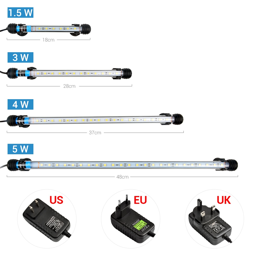 NICREW Aquarium Licht LED Wasserdicht Aquarium Licht Tauch Lampe 5050 SMD LED Bar 18-48CM Beleuchtung für Aquarium 100 V-240V