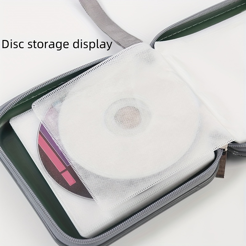 40 CD/DVD Hard Case Wallet w/Zipper, Durable Portable Plastic Storage for Car/Home/Travel, Non-Slip