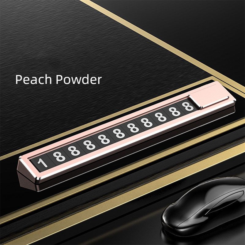 Placa de teléfono con interruptor oculto, tarjeta de número de teléfono de aleación de Metal para coche, placa de tarjeta de estacionamiento temporal, pegatina de coche, estilo de coche: Rosa