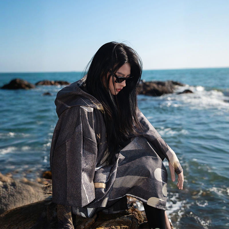 Nu-june surfponcho zwarte patchwork poncho unisex waterdichte sneldrogende hoodies zwemhanddoeken met strandduikkleding