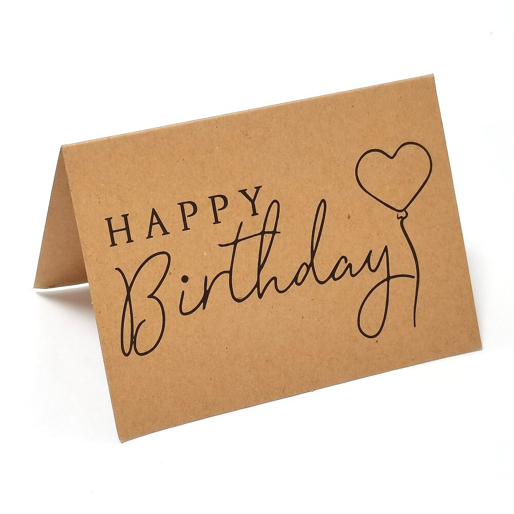 5-10pcs Kraft paper Happy Birthday Card for Note Cards Invitations Blank Inside Mini Greeting Cards Thank You Cards: QY1317 / 10pcs