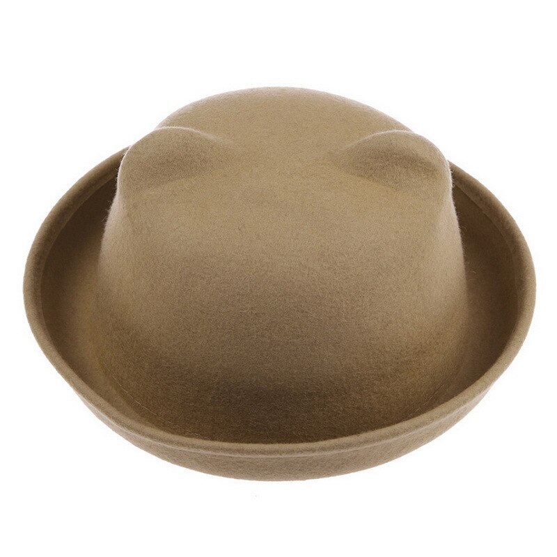 Filthat sort top hat dame derby uld piger drenge vinter fedora dame hatte sød og enkel kasket: 3