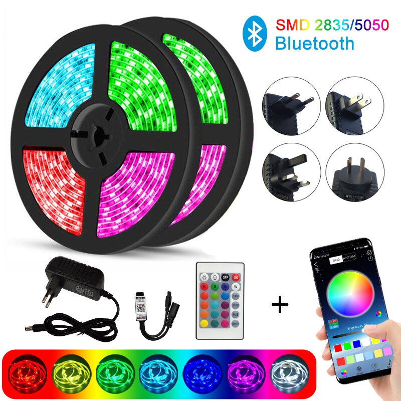 KeWL Bluetooth Controller LED Strip Lights RGB 5050 SMD 2835 Flexible Ribbon RGB Music LED Light Tape Diode IR Control