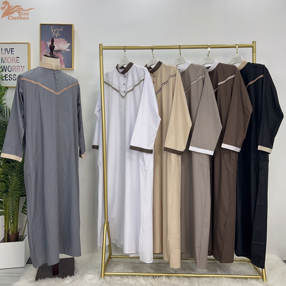 Moslim Abaya voor Mannen Lange Gewaad Saudi Arabische Kaftan Mannelijke Jubba Thobe Marokkaanse Caftan Jurk Eid Ramadan Thobe Islamitische Kleding