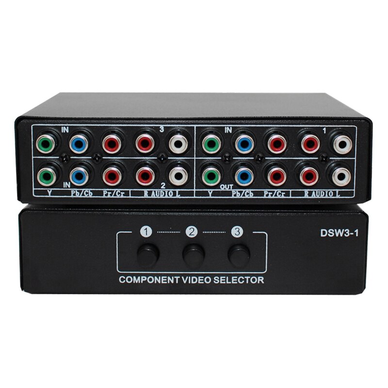 Rgb Component Switch Selector 5 Rca 3-Weg Ypbpr Kabel Component Schakelaar Av Switcher Voor PS2 Wii Dvd Speler tv