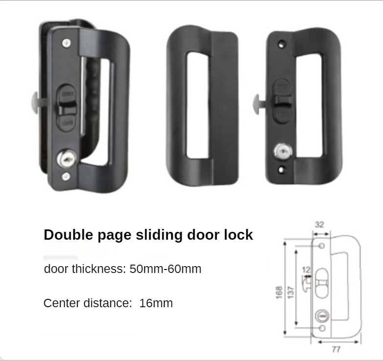 Sliding door lock aluminum alloy door with handle aluminum frame door American double page sliding door lock