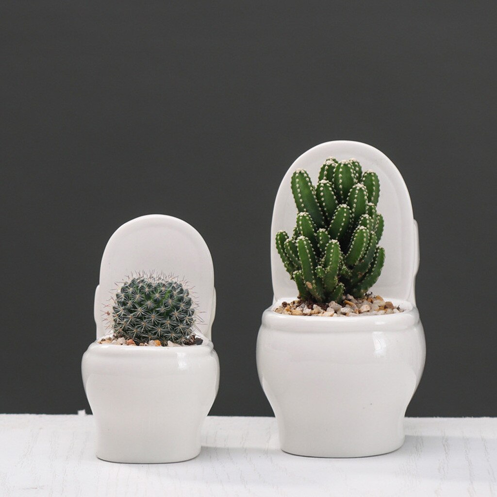 Plant pot Drainage Toilet shape Flower Pot Perforated White Cactus Flower Pot balcony decorations TDH