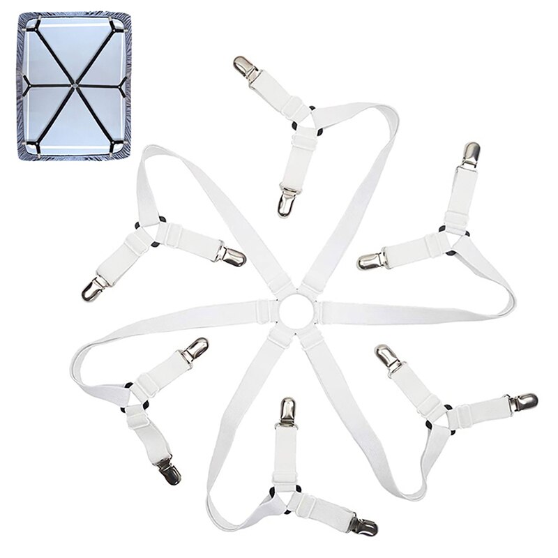 12 grampos de folha de cama elástica prendedor de cinto cinta antiderrapante colchão clip fixadores capa cobertores prendedores organizar gadget: 12 Clips White