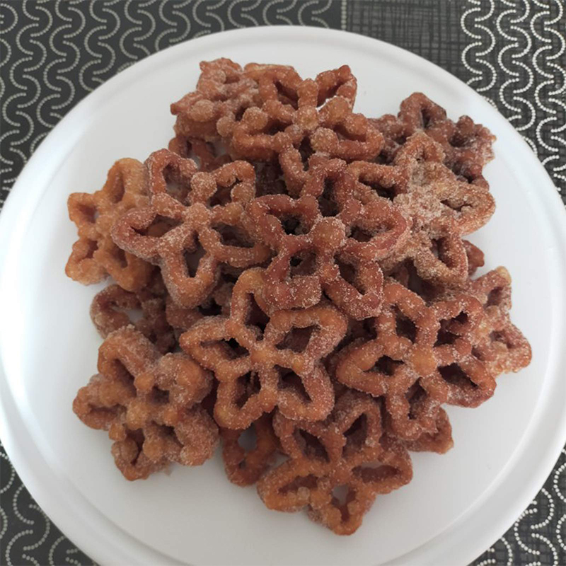 5Pcs Cast Rosette Iron Set Bunuelos Mold Met Handvat Timbale Mallen Gebak Gereedschap Achappam Mold Rozet Cookie Maker 0161C