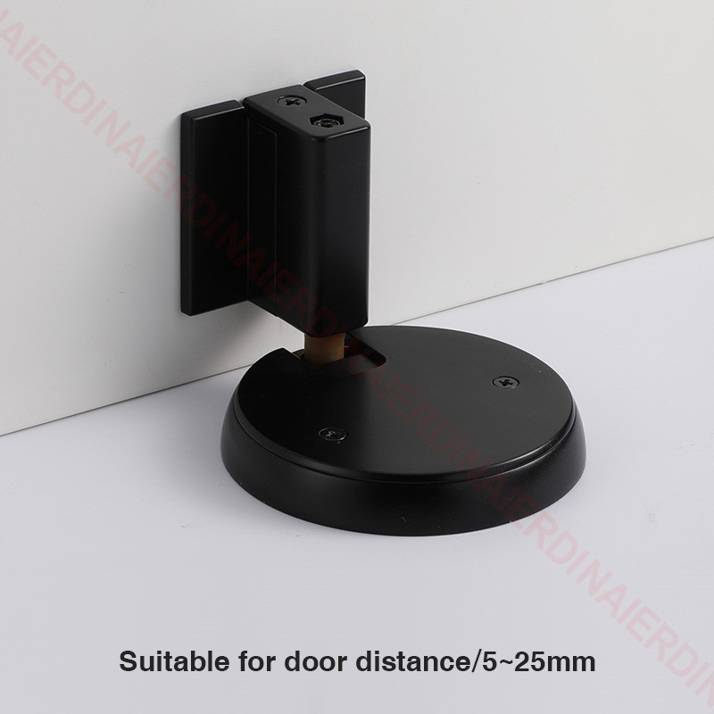 NAIERDI Windproof Mechanical Self-Locking Door Stopper With Adjustable Height Hidden Mounting Heavy Duty Door Stop Hardware: Normal Black