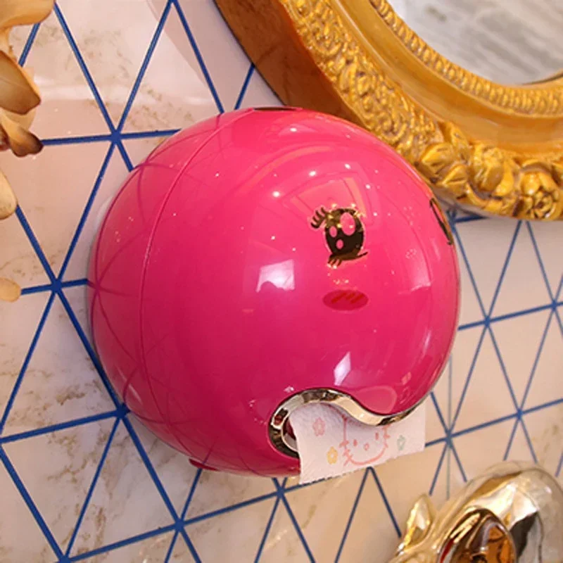Wall Mounted Roll Paper Holder, Waterproof Paper Towel Holder for Kitchen Bathroom Toilet, Spherical Tissue Boxes,: plum