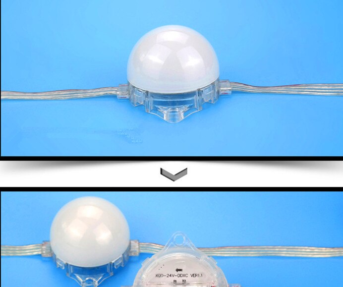 20pcs/string 50mm 24V P9883 LED addressable rgb pixel module,IP68,1.68W;Dual-signal wires