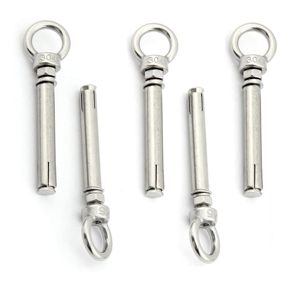 Lift Eye Ring Nut Expansion Bolt Screw Marine Grade 304 Stainless Steel Concrete Wall Anchor Sleeve Heavy Duty M8 M6 5Pcs