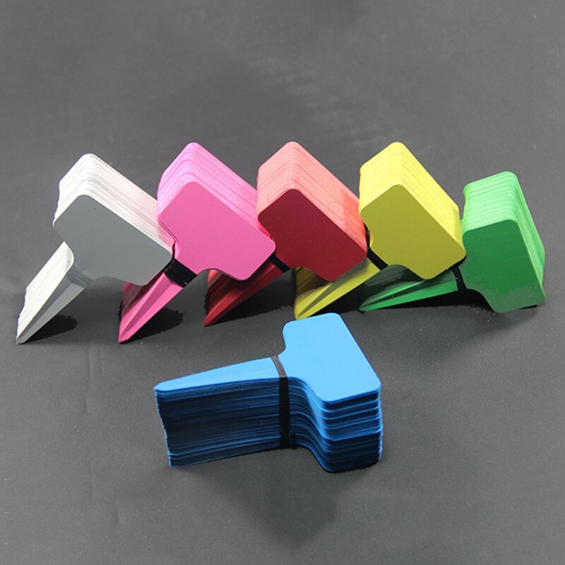 100Pcs Waterproof Plant Markers Mini Garden Sign Plant Labels Plants Tags Plastic Nursery T Type Colorful Flower Ornaments