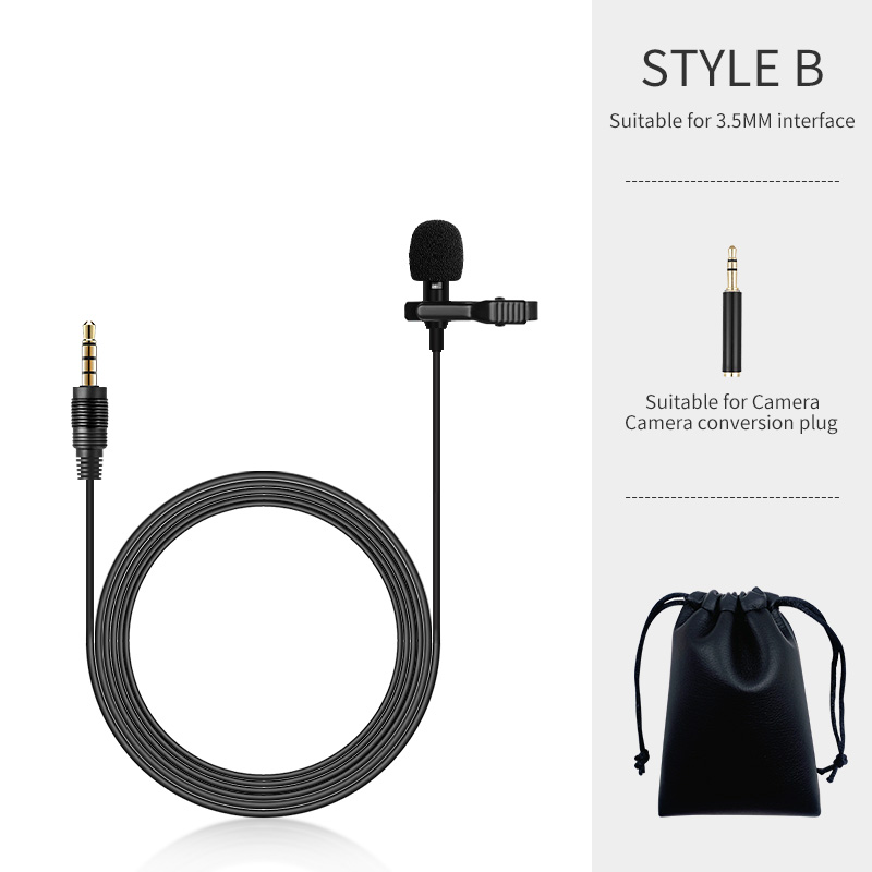 KATELEIYU Omnidirectional Metal 3.5mm Lavalier Smart Phone Recording Microphone bluetooth Mini Lapel Mic For PC Laptop camera: Leather bag3.5rotor