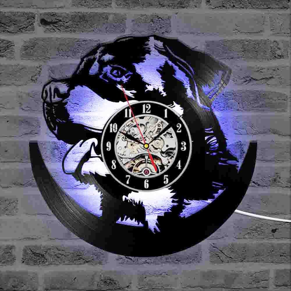 Rottweiler – horloge murale 3D LED en vinyle, horloge suspendue lumineuse, veilleuse, décor de chambre