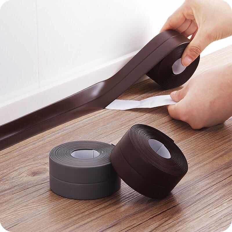 320 x 3.8 kjøkkenvask vanntett muggsikkert selvklebende teppe dårlig vegg hjørne vask felles sprekk klistremerke hjørne pinne stripe: Brun