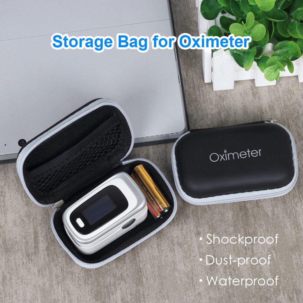 Carrying Protective Case Pouch Box for Fingertip Pulse Oximeter Waterproof Shockproof EVA Hard Shell Carry Case Storage Pouch