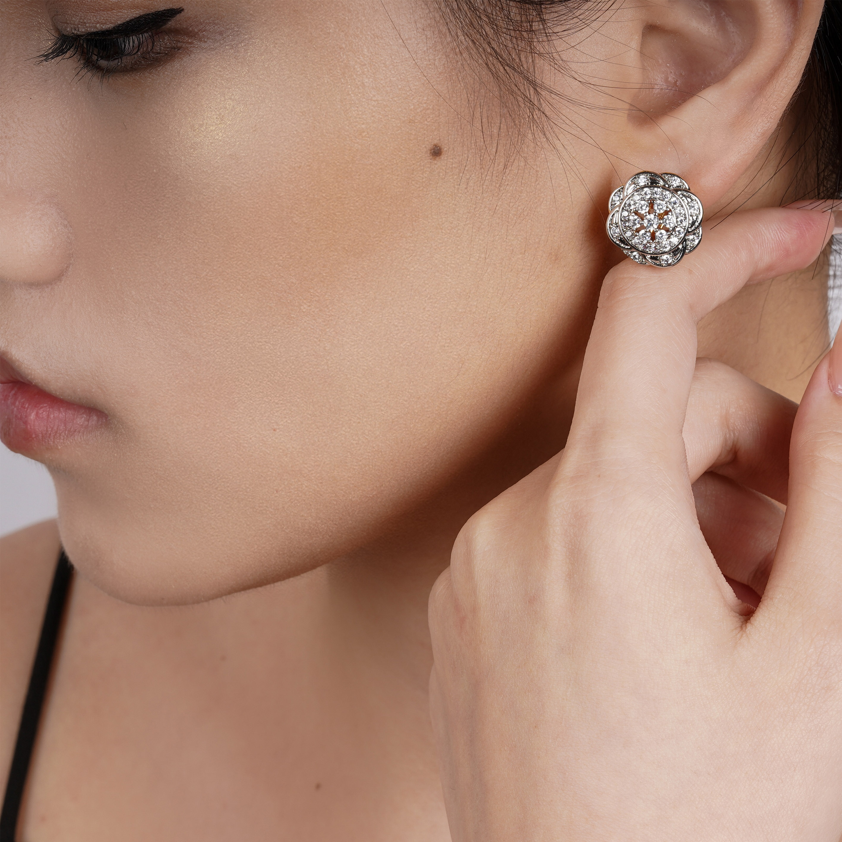 Rose ingelegde vermiculitis set ring oorbellen Koper verkoperd 14K gouden mode-sieraden festival dagelijkse accessoires