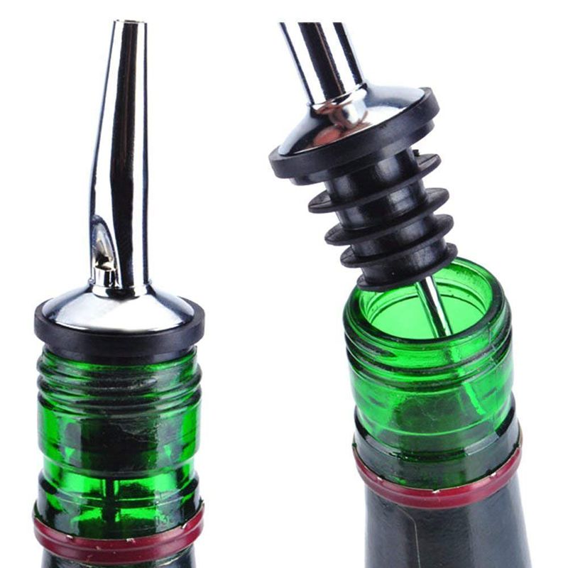 LBER 12Pcs Stainless Steel Spirit Bottle Speed Pourers Olive Oil Wine Pourer with Rubber Dust Caps