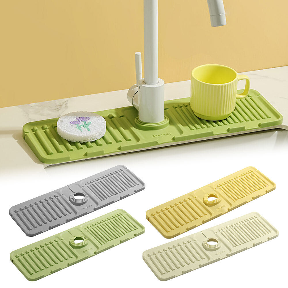 Silicone Draining Board Mat Faucet Mat Dish Drying Pad Folding Heat Resistant Rectangle Eco-Friendly Drainer For Kitchen Pot Cup