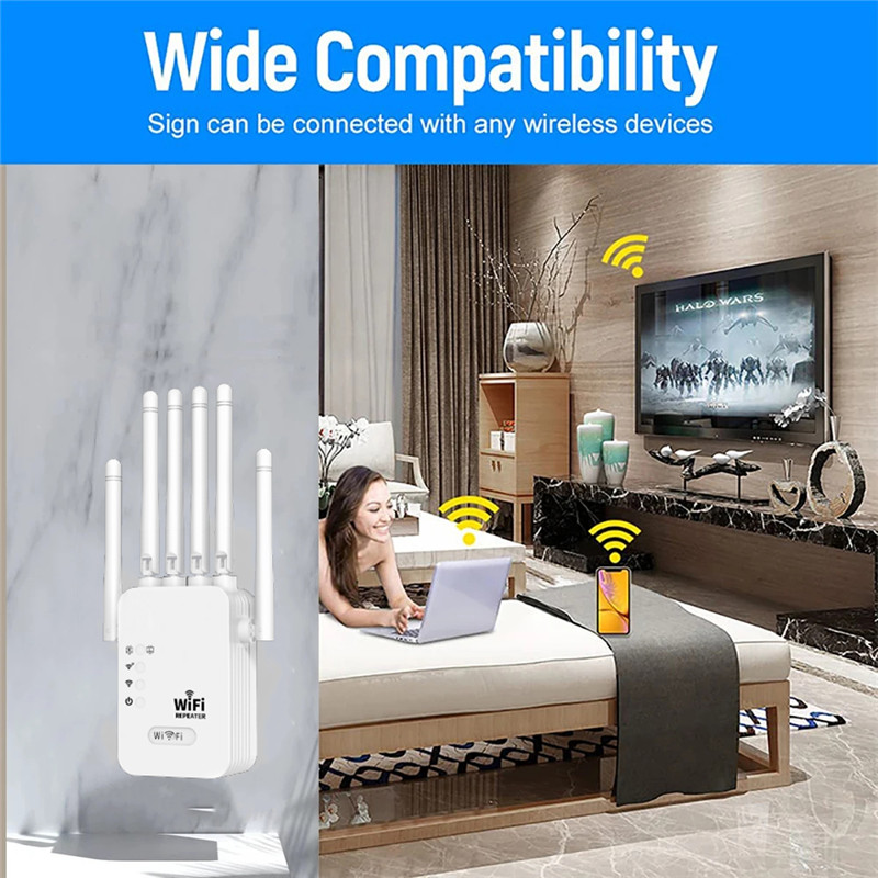 1200Mbps Dual Band WiFi Repeater Wireless Signal Extender 2.4G 5GHz Wi-Fi Amplifier Router Long Range Signal Booster For Home