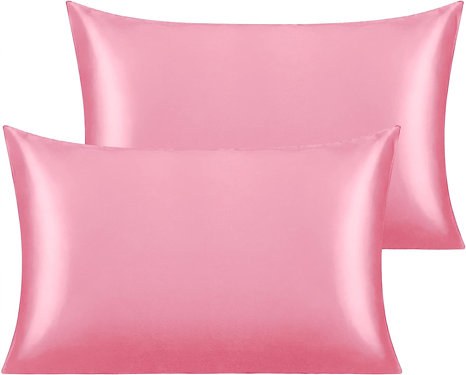 1 Stück Seidensatin-Kissenbezug für Kleinkinder, 35 x 50 cm, superweiche und seidige, kühlende Reise-Kissenbezüge für Kinderzimmer, freundlicher, Jungen und Mädchen: Rosa