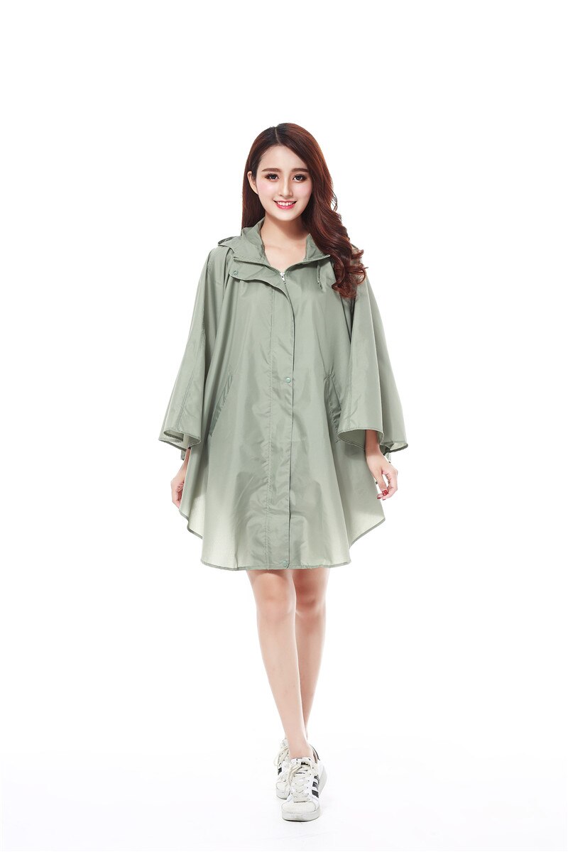 FreeSmily aincoat women cute trench coat female waterproof free breathing rain coat ponchos long travel Cycle RAINWEAR: GREEN