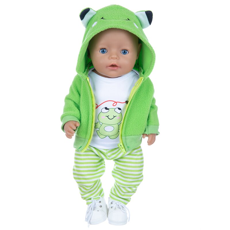 Traje verde cálido para muñeca, ropa para muñeca de 17 pulgadas y 43cm, traje para bebé nacido, de cumpleaños
