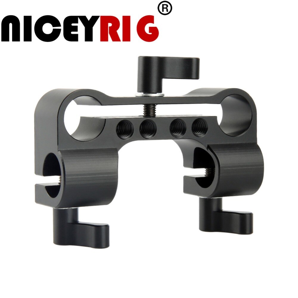 NICEYRIG 15mm DSLR Rod Clamp Dual to Single 90 Degree Railblock for Video Camcorder Camera DV/DC Shoulder Rig Support System