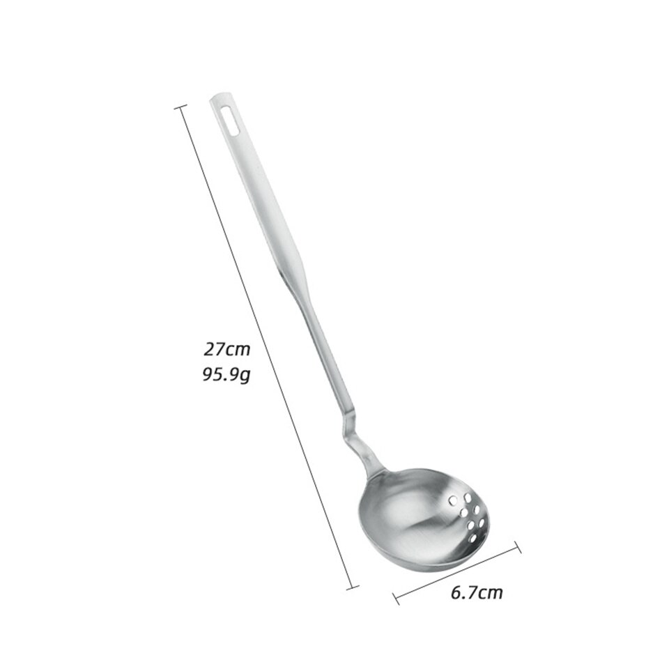 Curved Hanging Long Handle Ladle Spoon Pot Big Colander Strainer Spoon Soup Ladle Stainless Steel Kitchen Cooking Tool: Silver