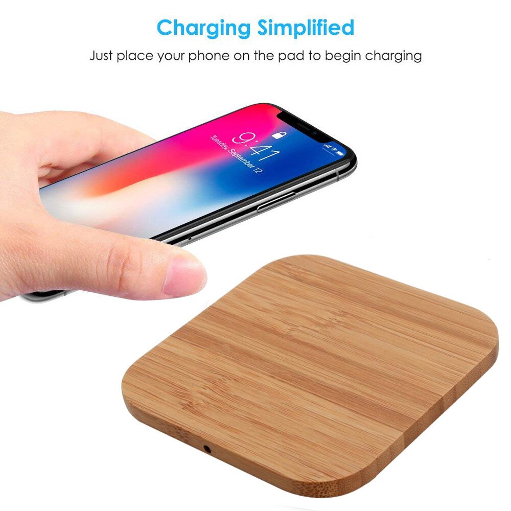 Mosunx Hout Oplader Draadloze Thuis Smart Charger Met Inductie Pad Voor Draadloos Opladen Contactloze Opladen: Default Title