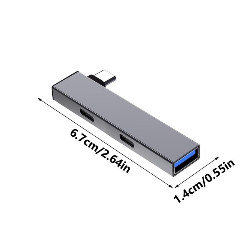 Kompakt usb-c-hub i aluminium usb 3.0 -hub type c til dobbel type c og usb-porthub til allsidig tilkobling av enheter