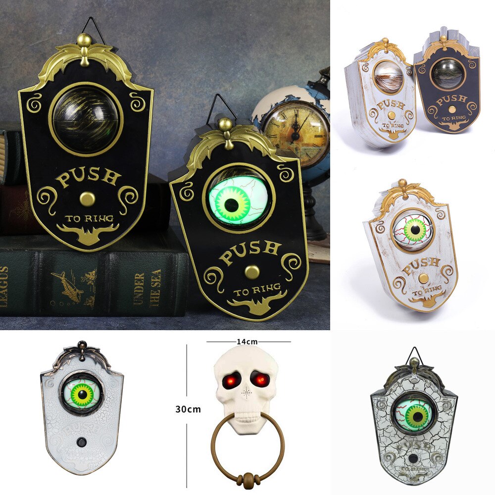 Halloween Doorbell Rotating Eyes Decor With Spooky Sounds Talking Doorbell With Lightup Eyeball Prop For Party House