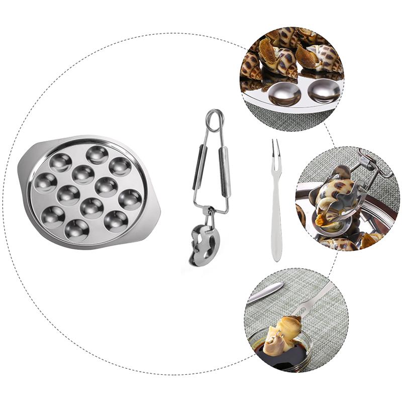 1 Set of Snail Plate Serving Plate Stainless Steel Escargot Dish Kitchen Plate