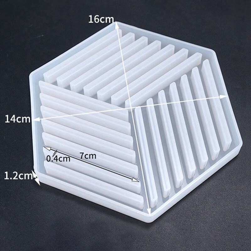 Molde de silicona para posavasos de hormigón, 2 piezas, con forma de raya de diamante, para manualidades de resina epoxi y yeso, molde de bandeja de cemento, b&a