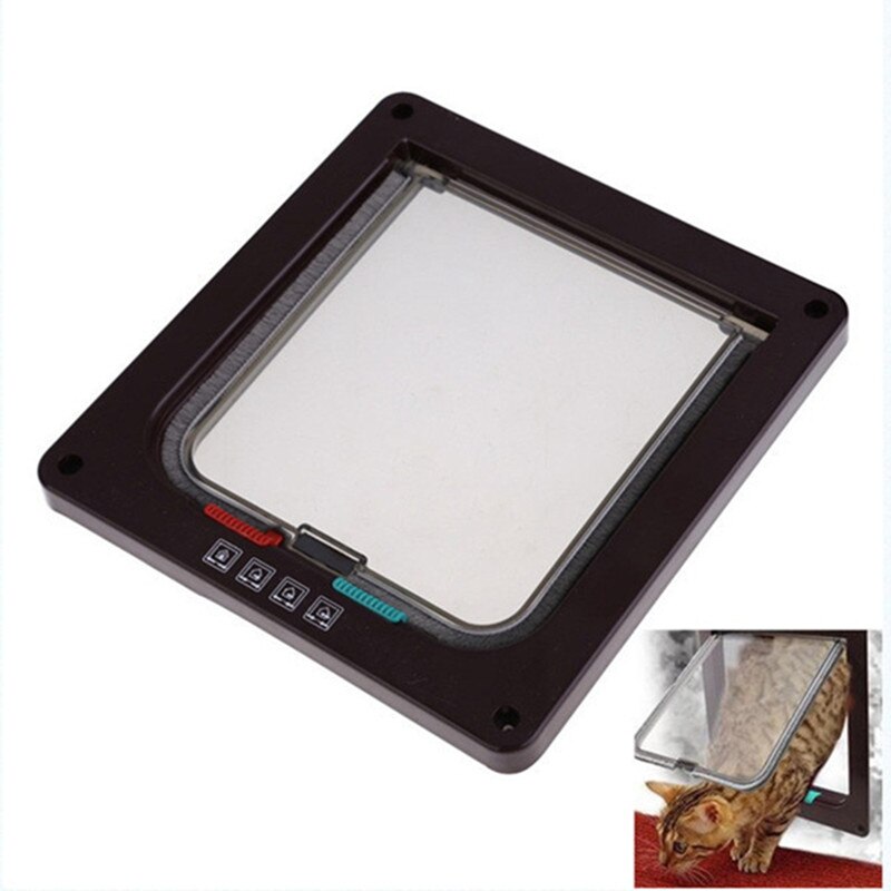 Puerta con solapa para perros y gatos, chapa de seguridad de 4 vías, de plástico ABS, con Chip para puerta de mascotas
