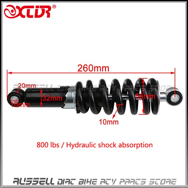 240mm 250mm 260mm 270mm 290mm hydraulisk støtdemperoppheng til terrengsykkel terrengsykkel atv quad tilbehør motocross 800 lbs: 260mm