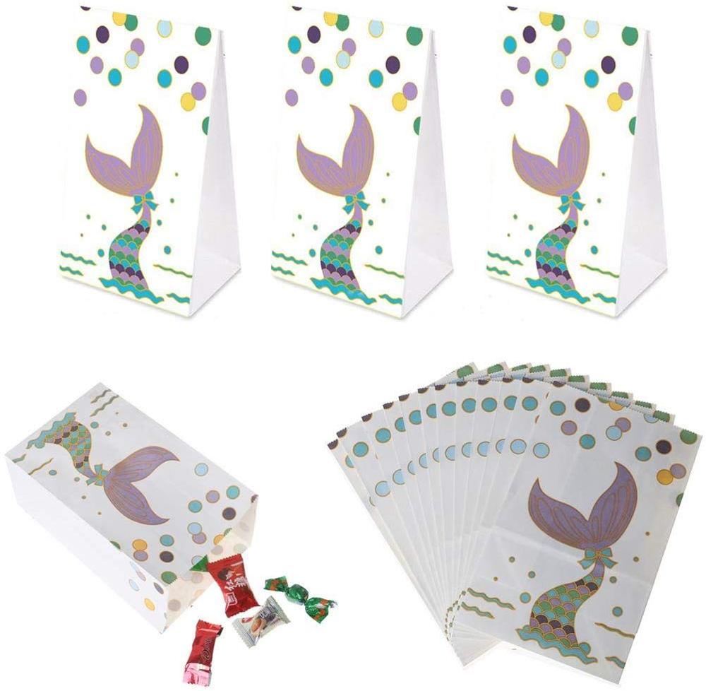 Mermaid Tail Candy Box Paper Candy Bags Popcorn Boxes Mermaid Theme Party Decorations Kids Birthday Baby Shower Party Supplies