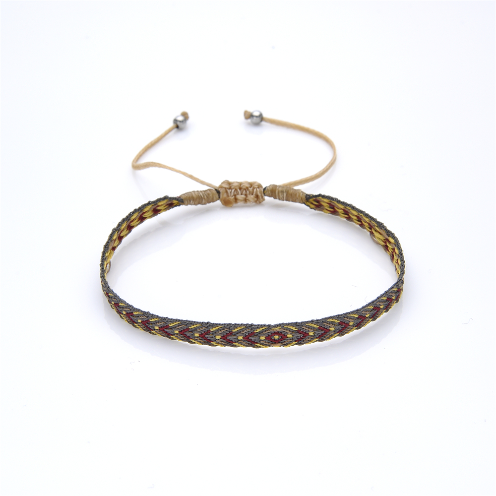 KKBEAD Colombia Armband Stof Armbanden Vrouwen Mannen Handgemaakte Gevlochten Polsband Vintage Pulseras Boho Sieraden: Bruingeel