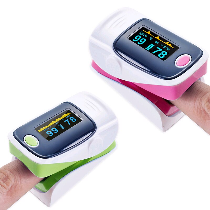 Finger Pulsoximeter Tragbare Oximetro De Pulso Fingertip Pulsoximeter Herz Rate Monitor Blut Sauerstoff Gesundheit Pflege Ausrüstung Meter: green and pink