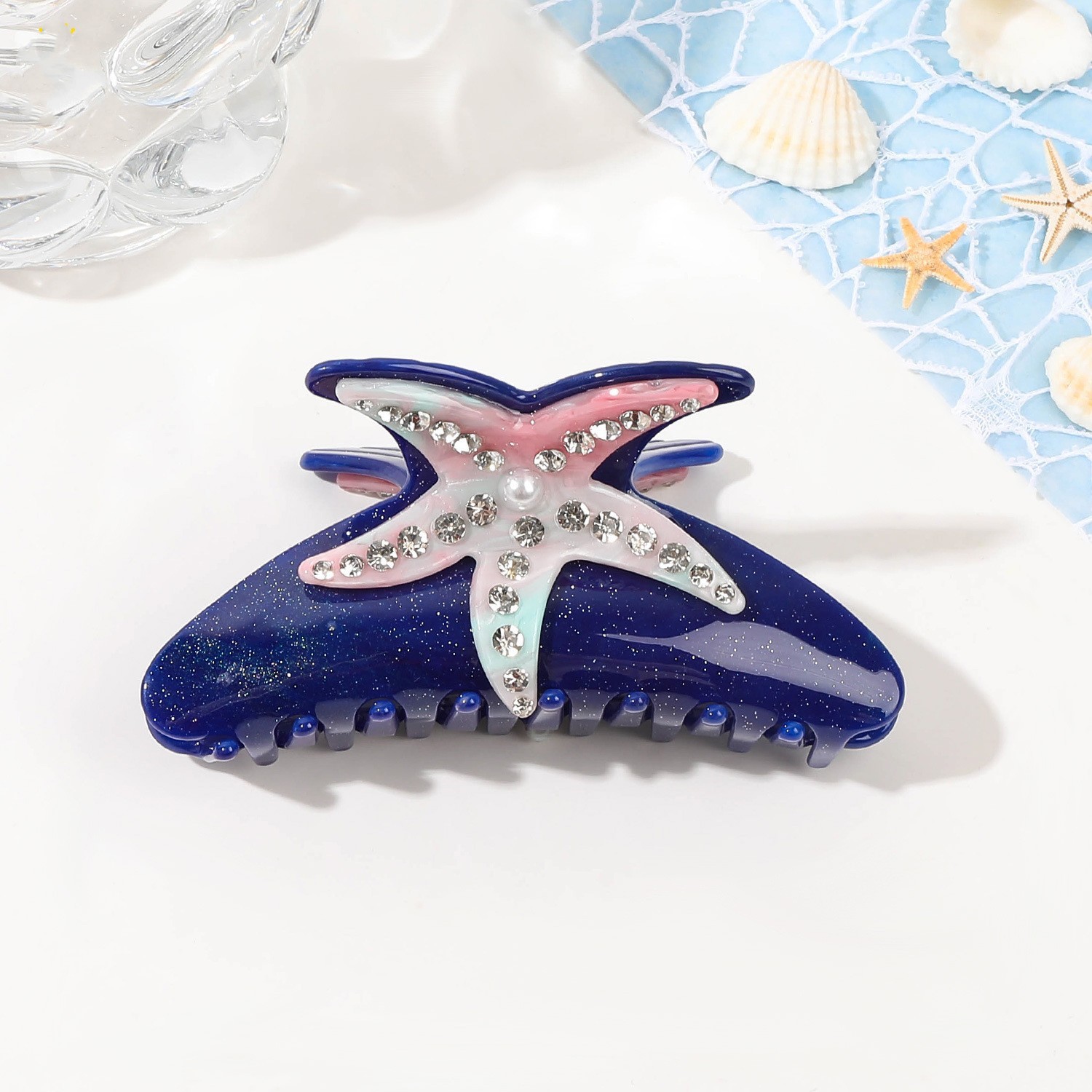 Strand-Seestern-Serie-Kollektion, Haarklammer, bunter Fisch, Algen, Seestern, Krabben-Haarspange, Hai-Clip für Damen, Haar-Accessoire: Schwarz Grün